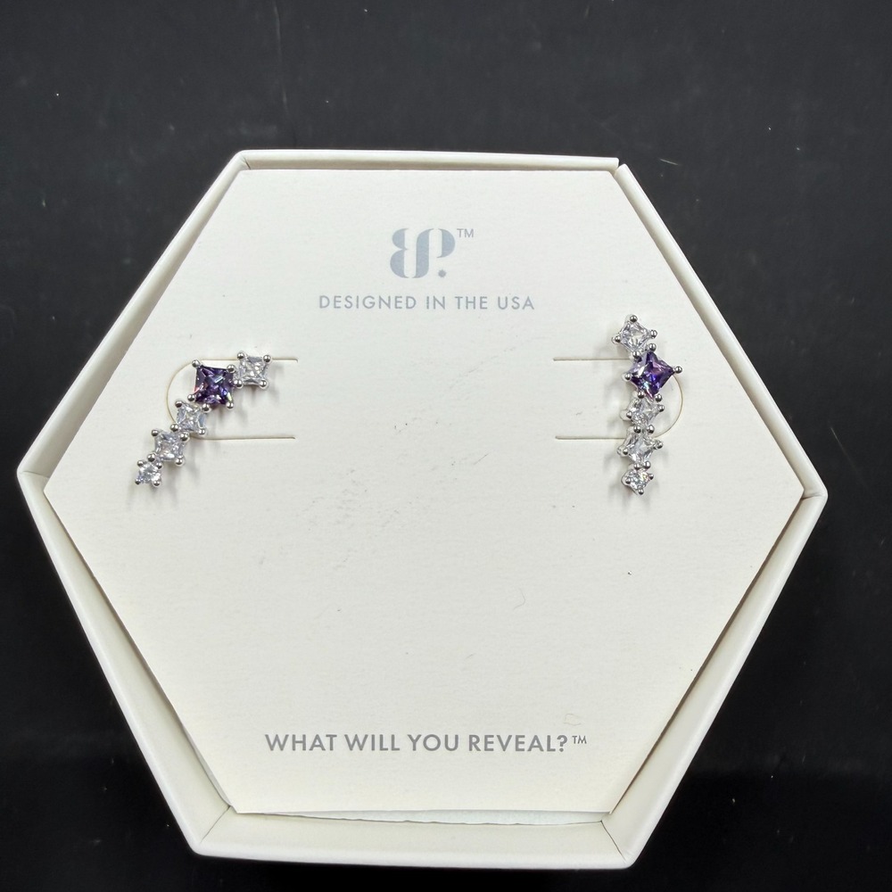 Bomb‎ party Vibe Check Earrings Amethyst CZ 925 Sterling Silver RBP5197